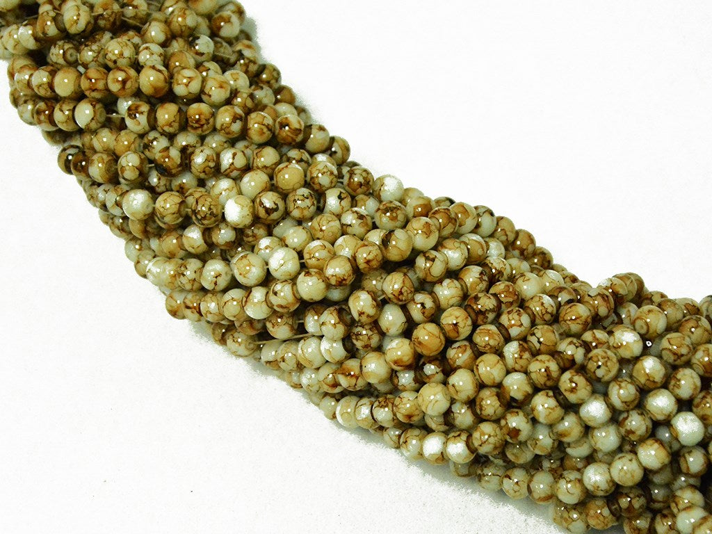 Olive Brown Spherical Glass Pearls | The Design Cart (4357669224517)