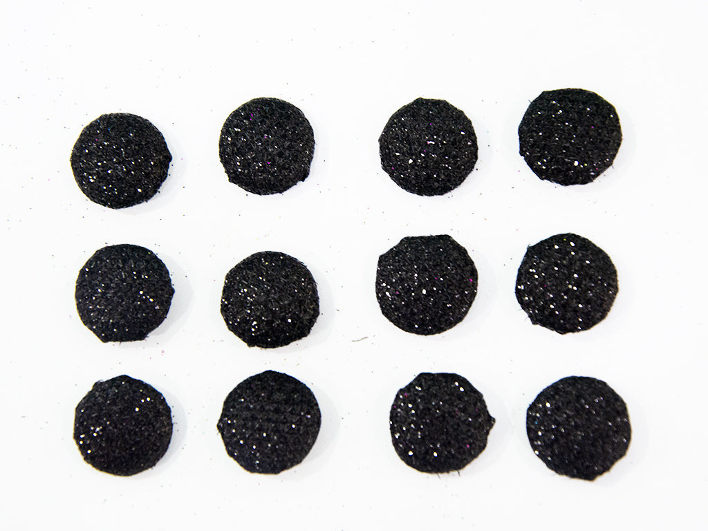 Black Glitter Fabric Buttons