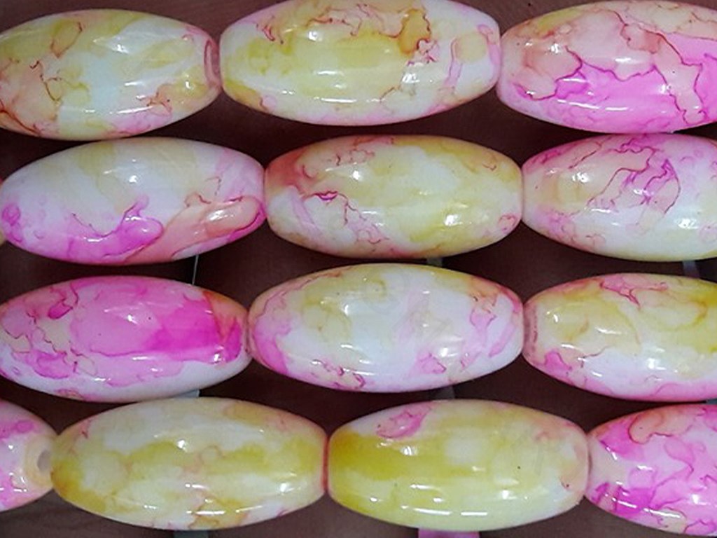 Pink Yellow Designer Taiwan Glass Beads | The Design Cart (4351283265605)