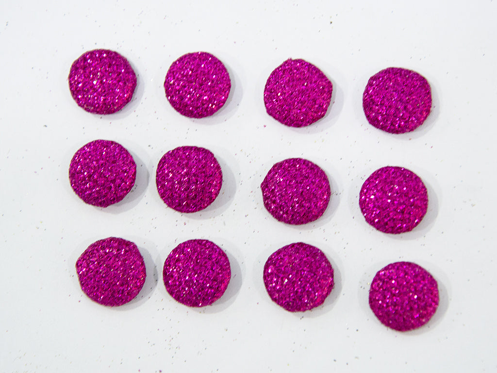 Magenta Glitter Fabric Buttons