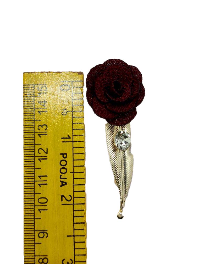 Matte Maroon Open Flower Brooch