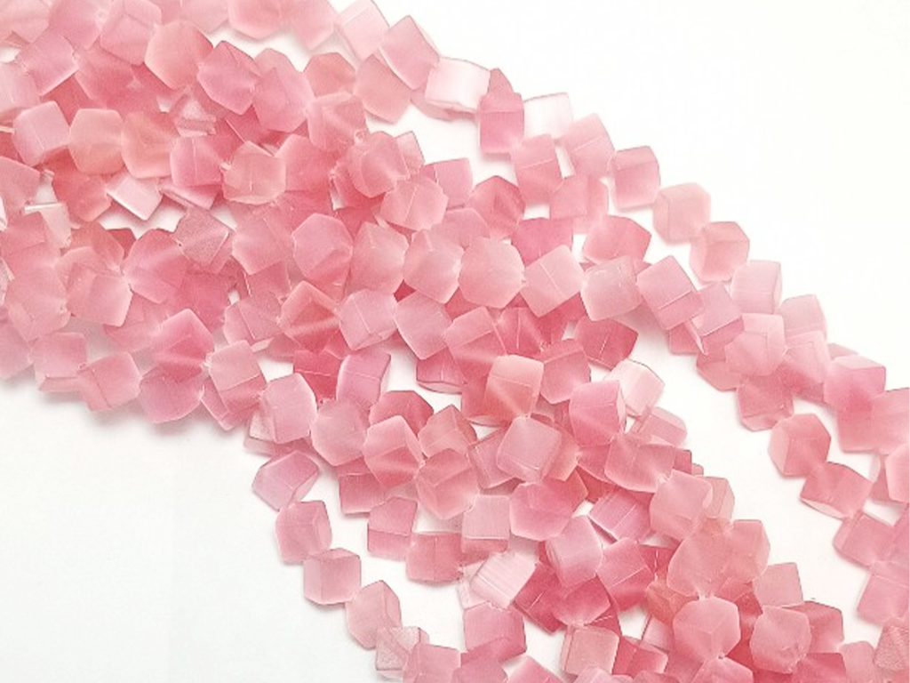 Pink Monalisa Cube Stone Beads
