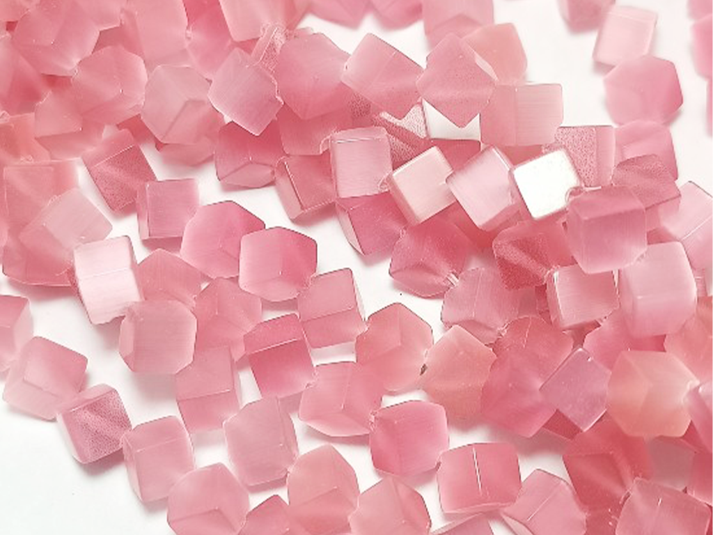 Pink Monalisa Cube Stone Beads