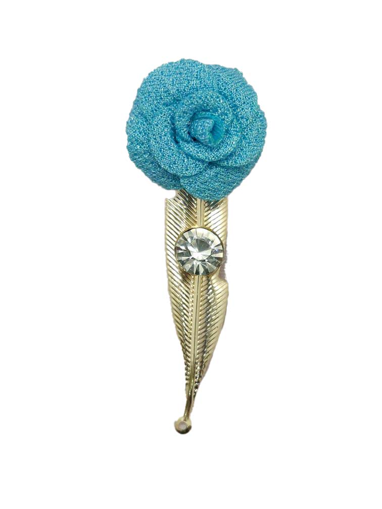 Bright Teal Open Flower Brooch