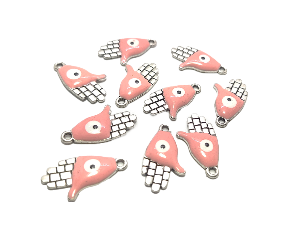 Pink & Silver Hamsa Charms