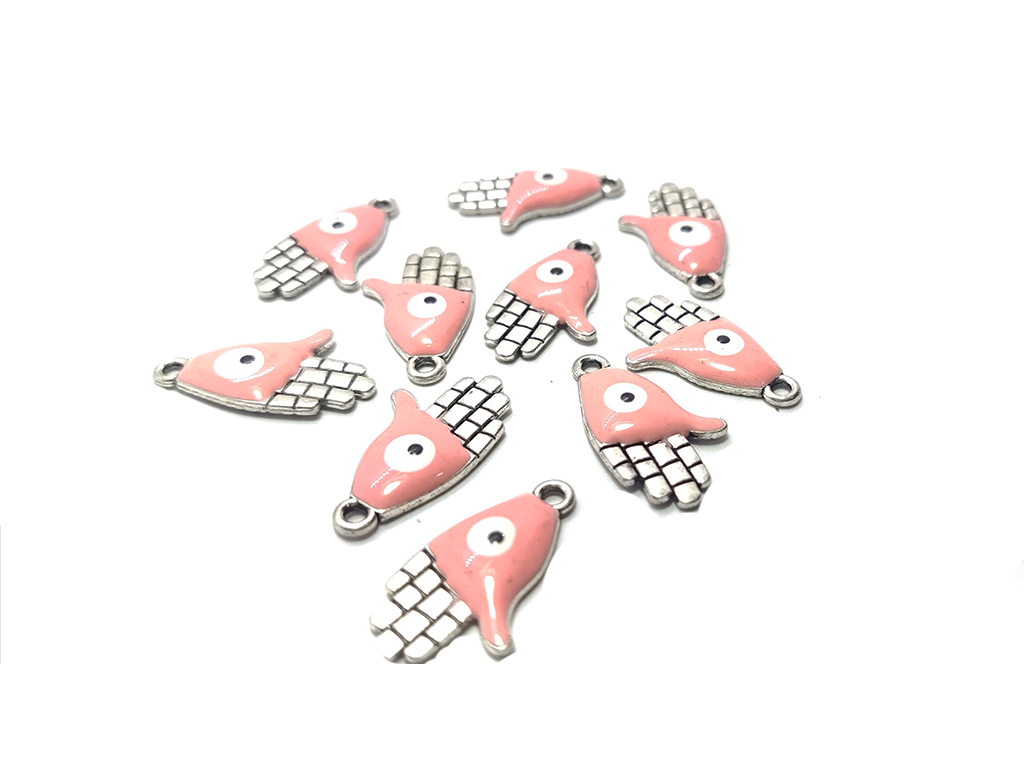 Pink & Silver Hamsa Charms