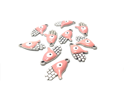 Pink & Silver Hamsa Charms