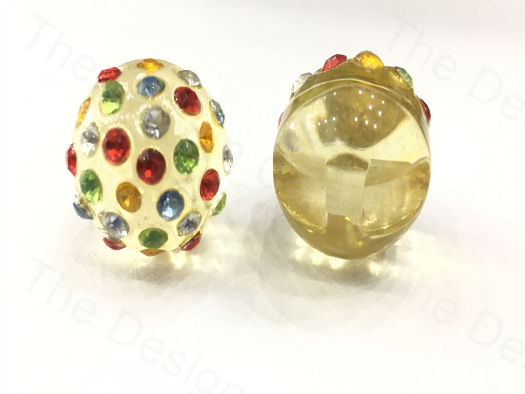 Multicolour White Round Zircon Ball Design Plastic Button | The Design Cart (1557069168674)