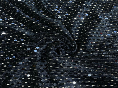 Blue Velvet Sequins Fabric