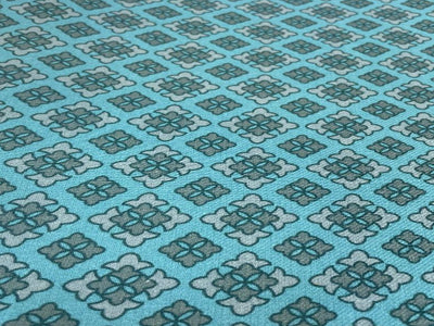 Turquoise Blue Geometric Printed Corduroy Fabric