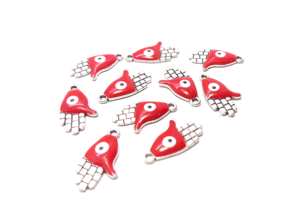 Red & Silver Hamsa Charms