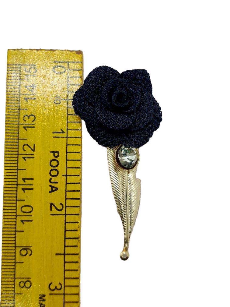 Dark Gray Open Flower Brooch