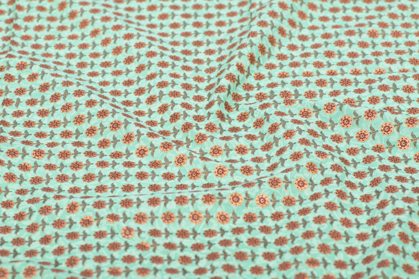greenflowerprintcottonfabric