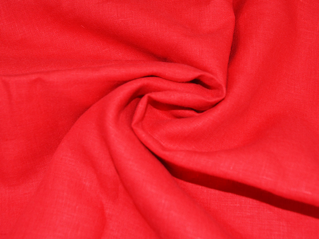 Blood Red Pure Linen Fabric - 60 Lea