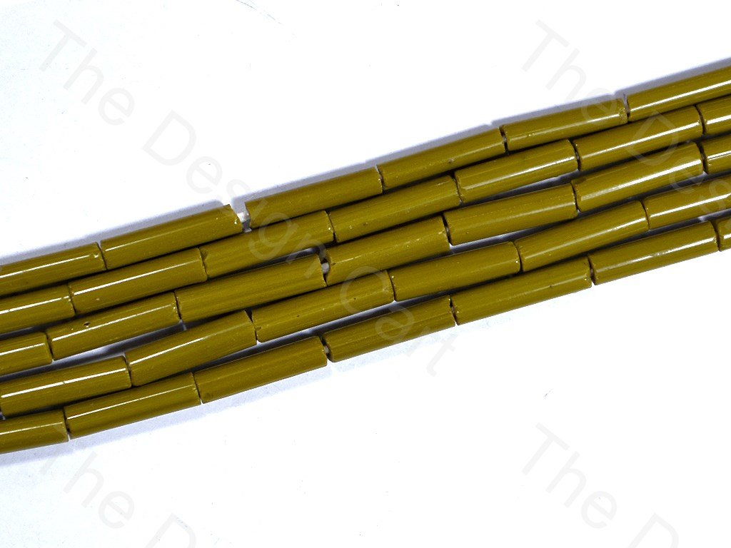 Olive Green Pipe Glass Beads (1666695168034)