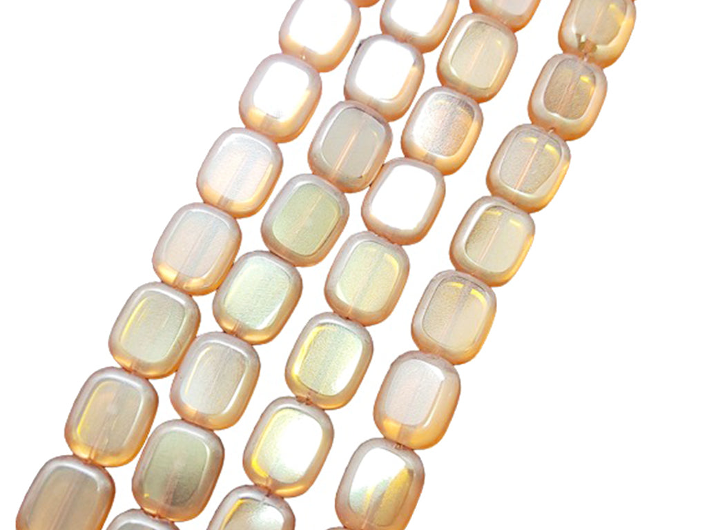 Transparent Peach Rounded Rectangle Crystal Beads