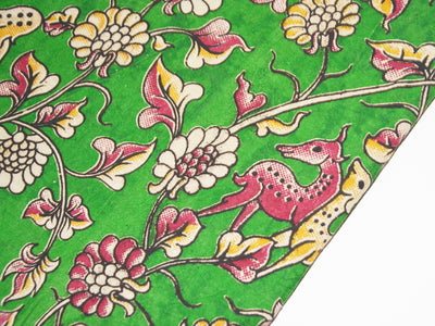 green-floral-kalamkari-fabric