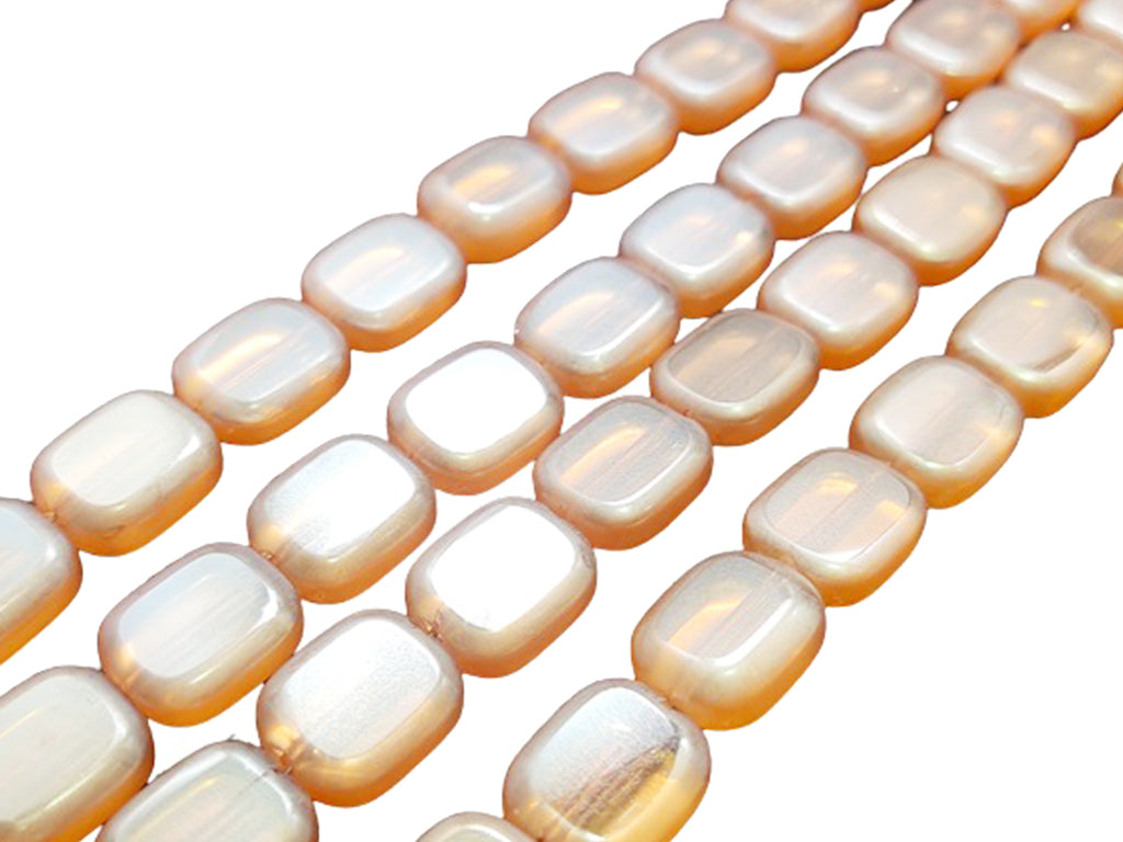 Transparent Peach Rounded Rectangle Crystal Beads