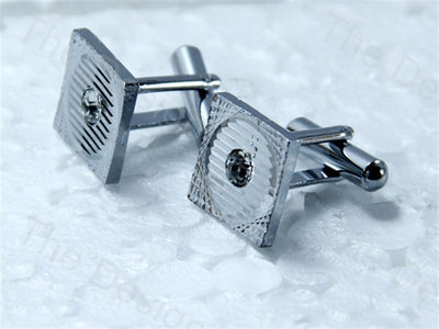 square-lines-and-stone-design-silver-metallic-cufflinks