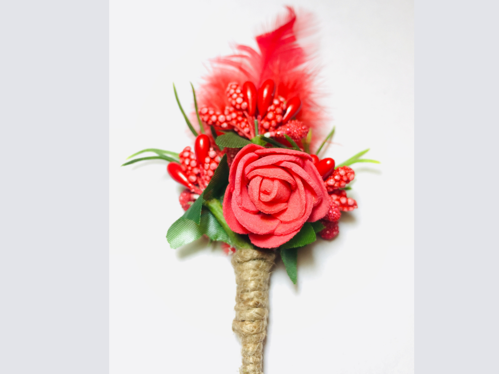 Red Flower Designer Brooch