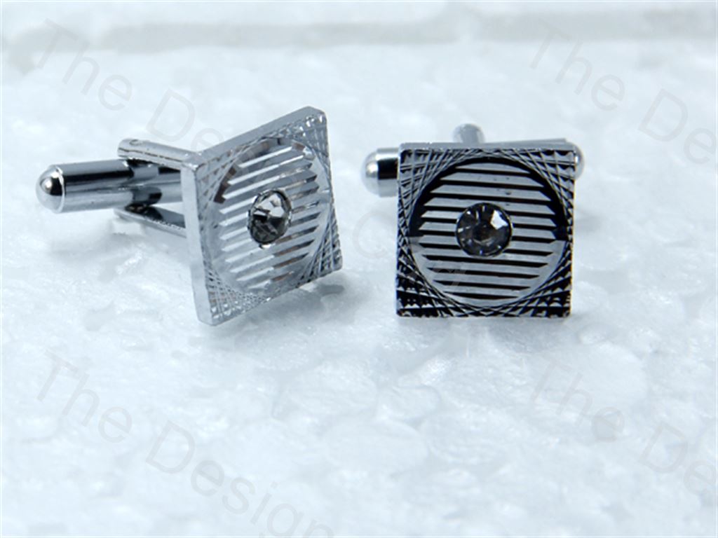 square-lines-and-stone-design-silver-metallic-cufflinks