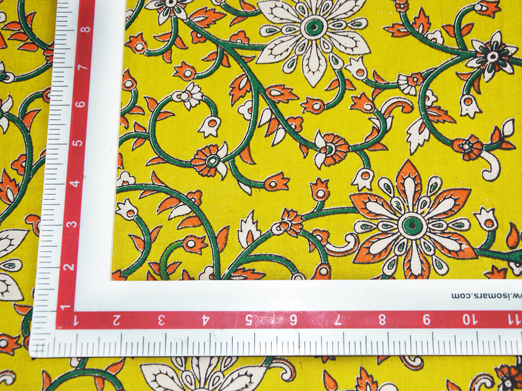 yellow-floral-kalamkari-fabric