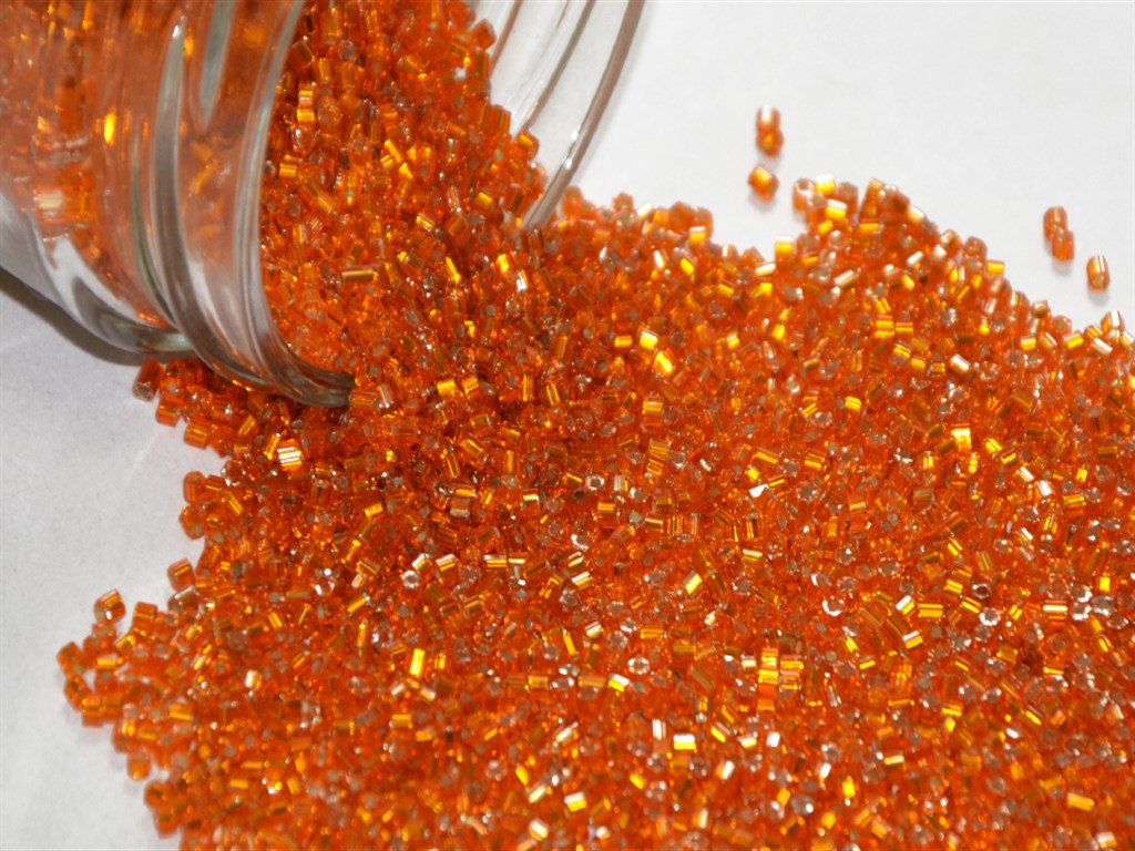 Preciosa Light Orange Silverline 2 Cut  Beads | The Design Cart (4350363598917)