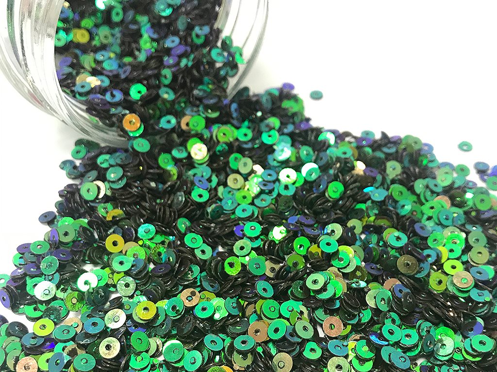 Green Rainbow Circular Plastic Sequins