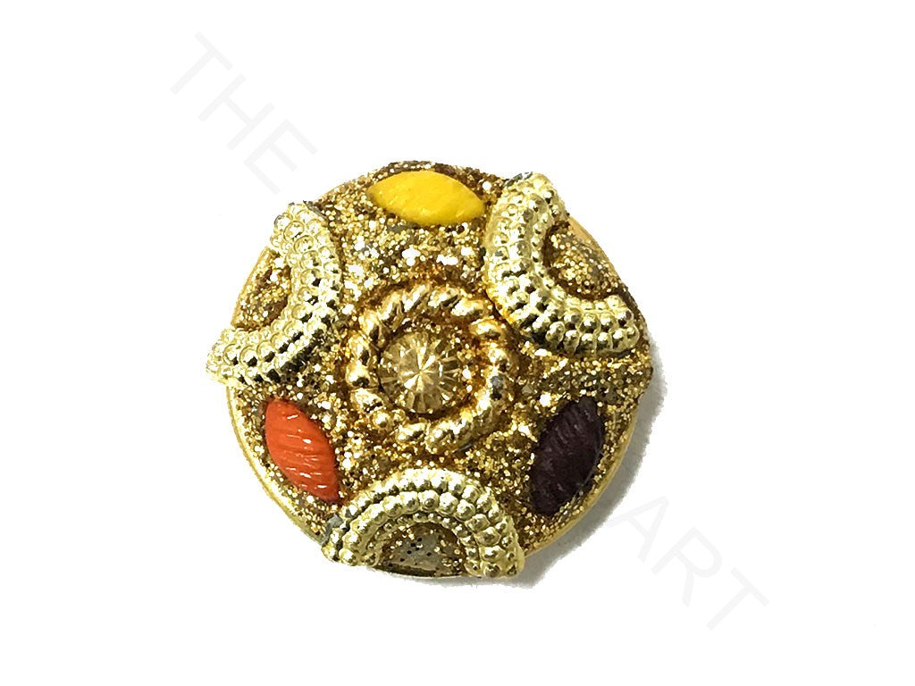 Golden Multicolour Designer Handcrafted Button | The Design Cart (4323285958725)