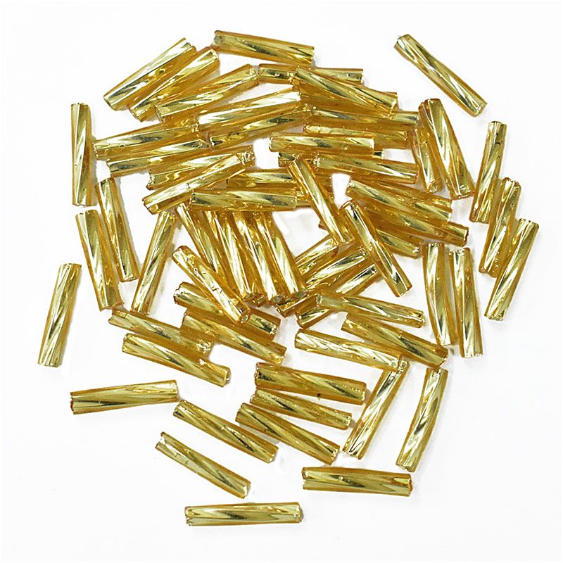 Golden Twisted Bugle Beads