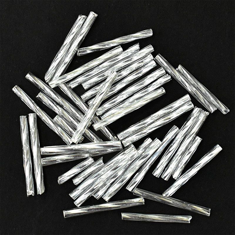 Silver Color Twisted Bugle Beads