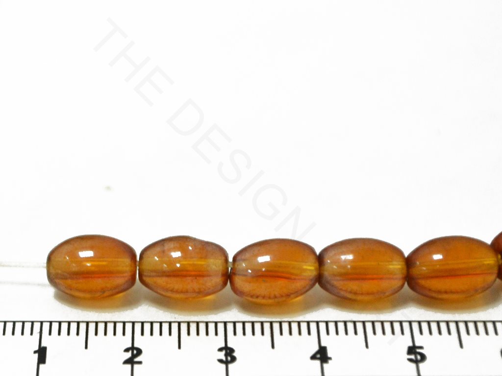 Mustard Brown Oval Glass Beads | The Design Cart (4338994479173)