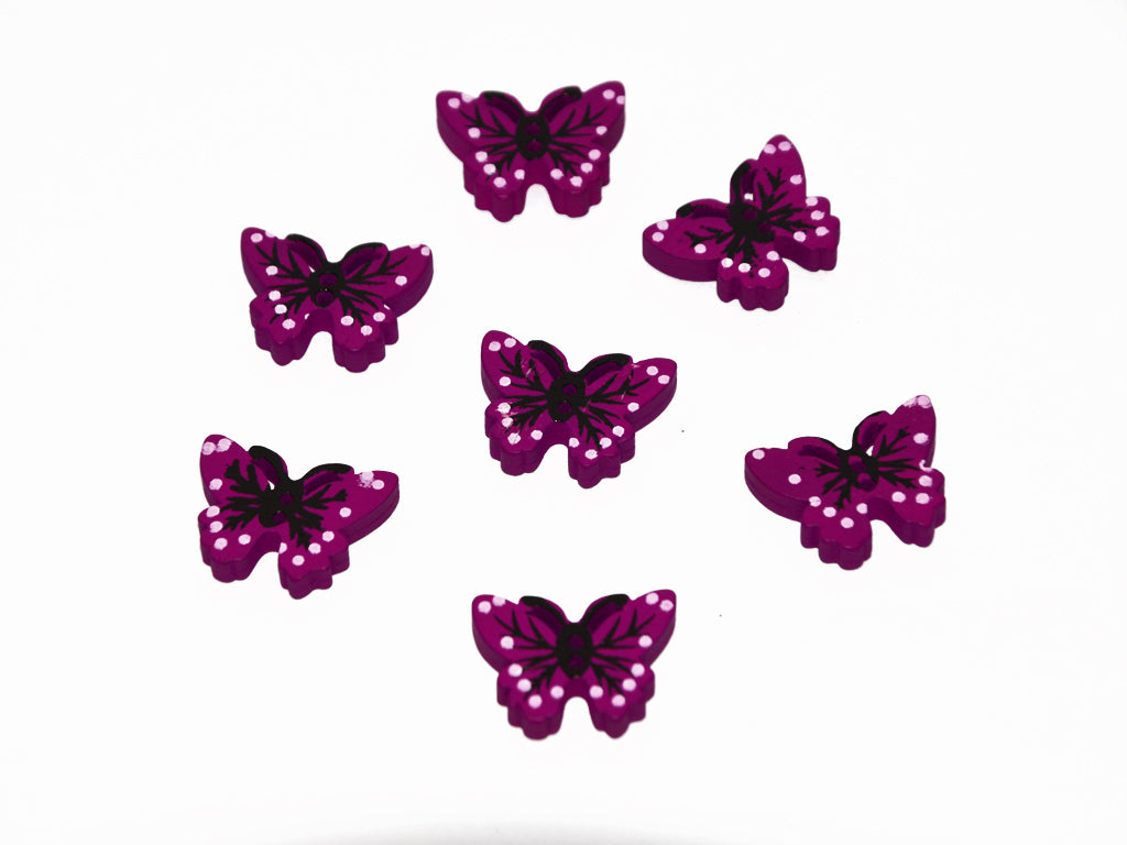 Purple Wooden Butterfly Buttons