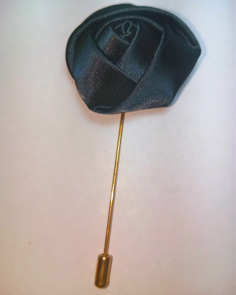 black-fabric-flower-lapel-pin