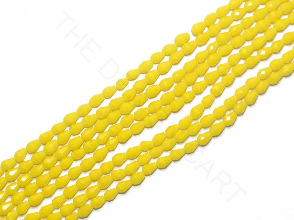 Yellow Opaque Drop / Briolette Crystal Beads | The Design Cart (4079156985890)