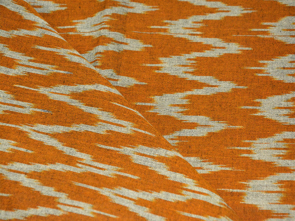 orangechevronprintedcottonikatfabric