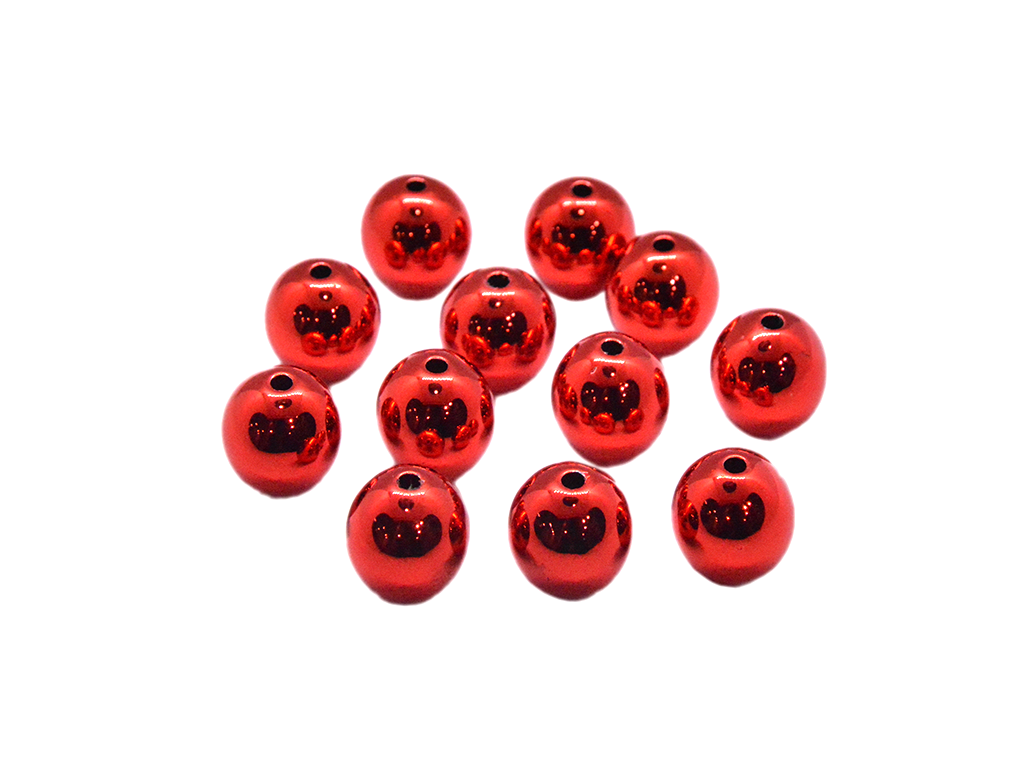 Red Circular Plastic Acrylic Beads 12mm