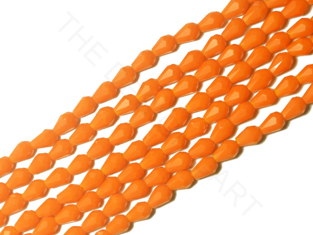 Deep Orange Opaque Drop / Briolette Crystal Beads | The Design Cart (4079157084194)