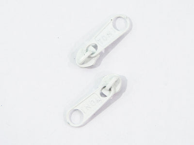 White Metal Zipper Sliders / Pull Tabs