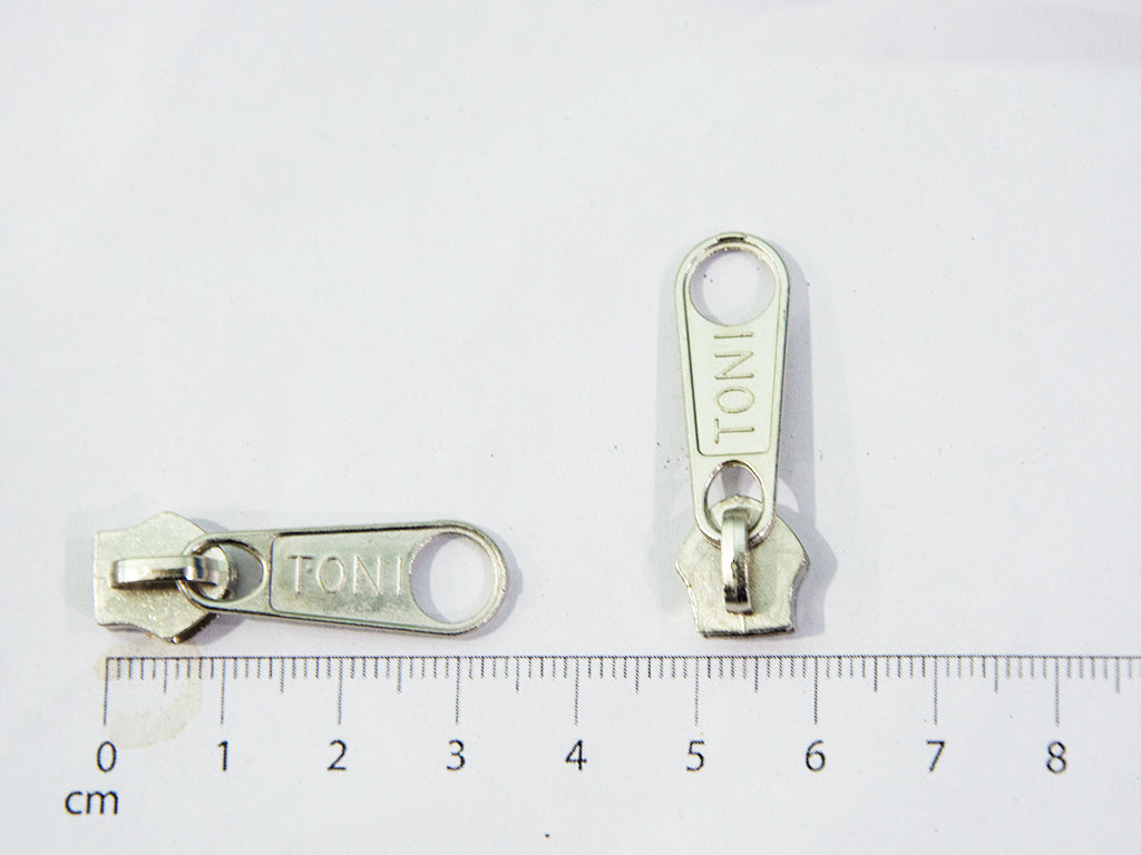 Silver Nickel Metal Zipper Sliders / Pull Tab