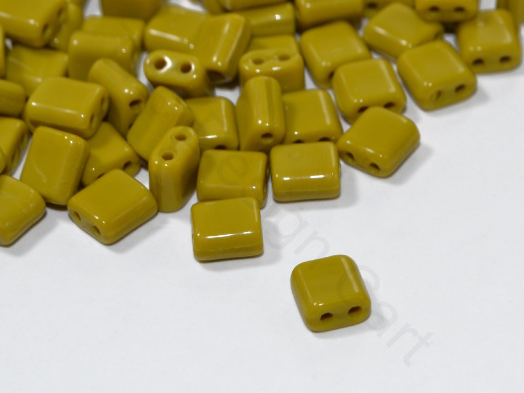 Green Brick Shaped Czech Glass Beads | The Design Cart (1722763935778)