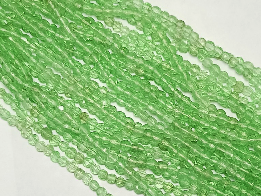 Green Spherical Faceted Crystal Glass Beads