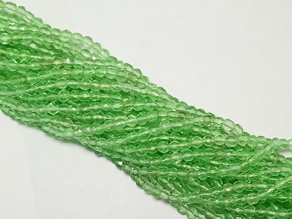 Green Spherical Faceted Crystal Glass Beads