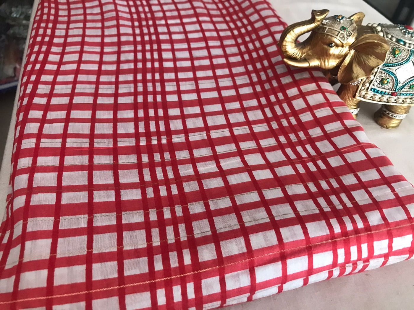 viscose-chanderi-lurex-red-checks-print-fabric