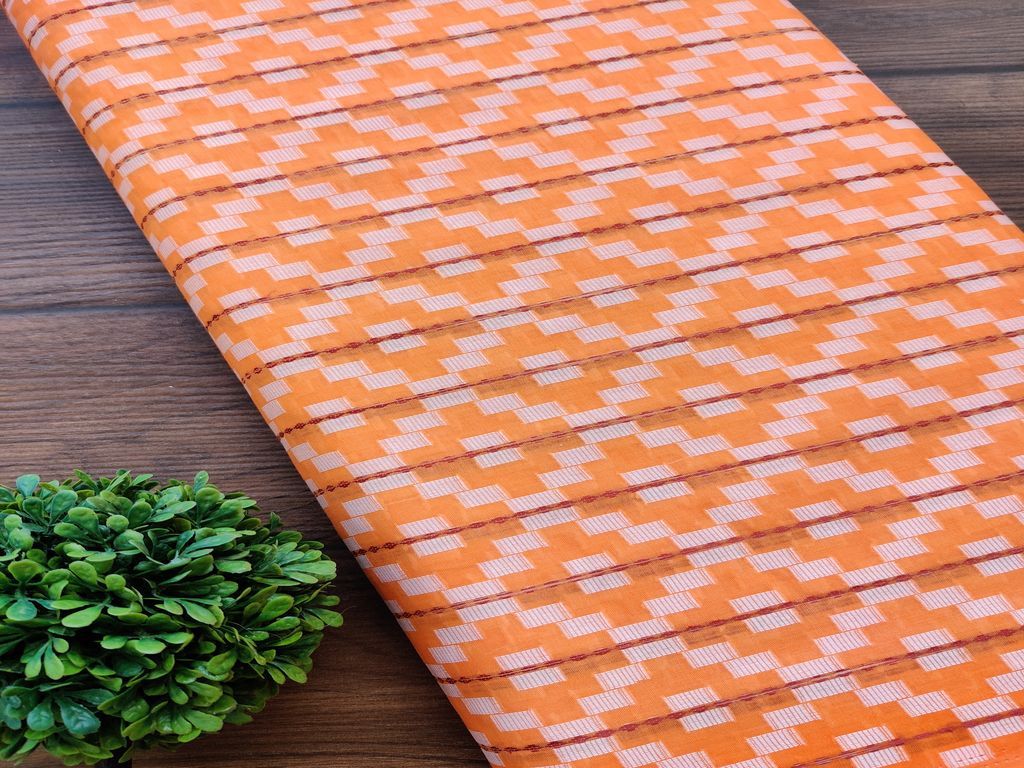 light-orange-self-patterned-ikkat-cotton-fabric