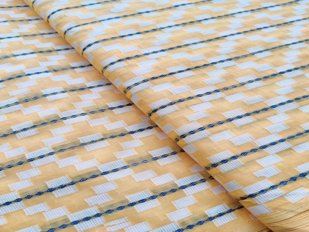 yellow-geometric-self-patterned-ikkat-cotton-fabric