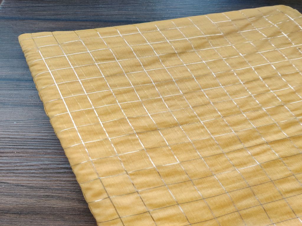 yellow-golden-weaved-checks-chanderi-fabric