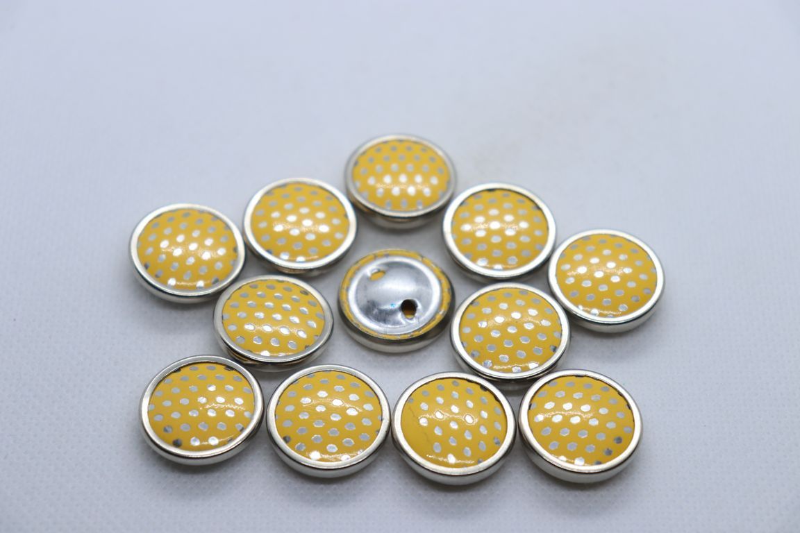 yellow-metal-ring-polka-dot-design-coat-button