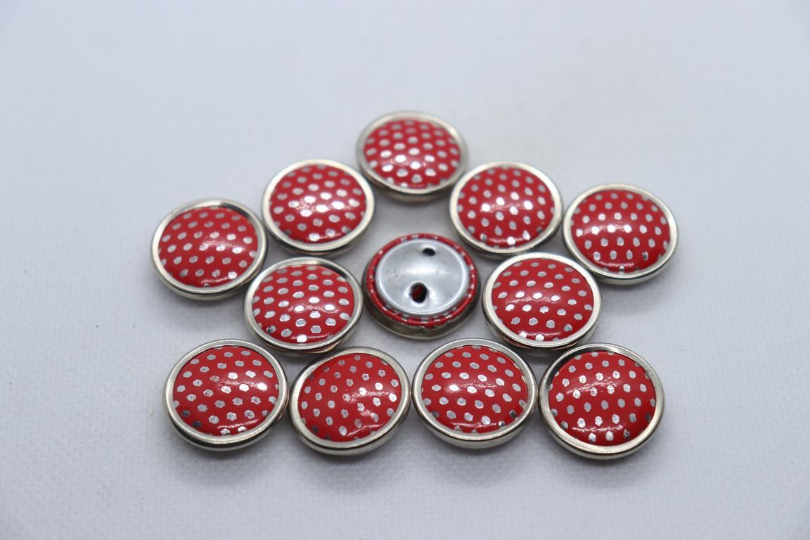 red-metal-ring-polka-dot-design-coat-button