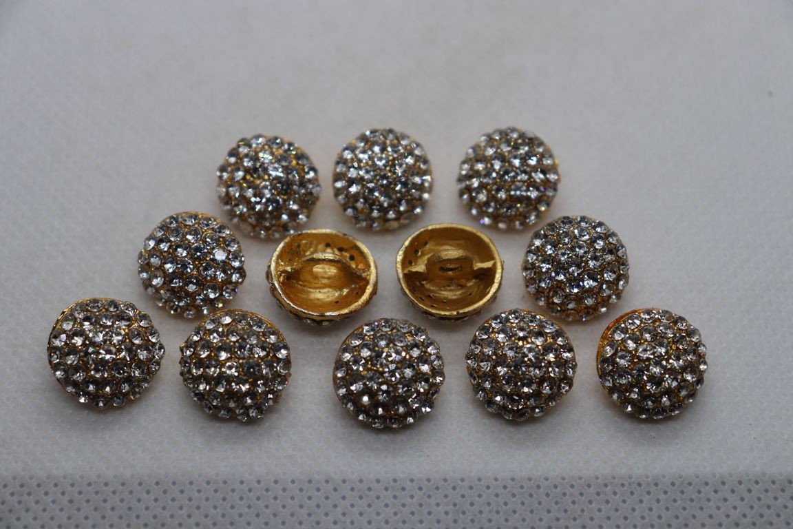 Golden Stone Studded Fancy Metal Button